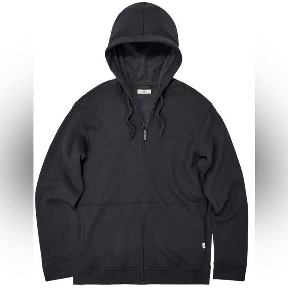 Men’s UGG Gordon Zipped Hoodie Jacket in Black-Fleece-lined-Size Extra Large - Picture 2 of 8